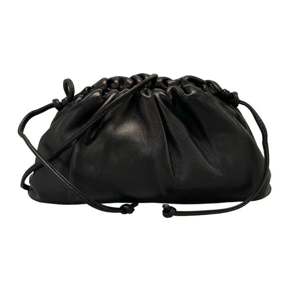 BOTTEGA VENETA Mini The Pouch - Black Leather Shoulder Bag 885-080725 - Picture 1 of 14